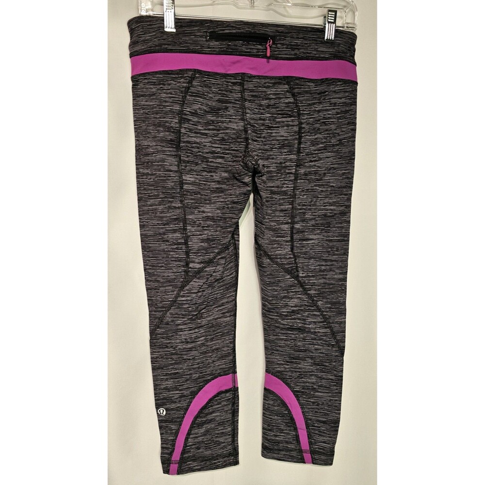 Lululemon Run Inspire Crop ll Pant Wee Space Black Violet Purple Pants Size 8